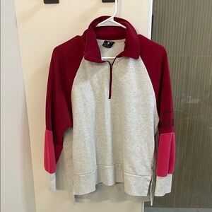 Nike Red and Gray Quarter-Zip Pullover